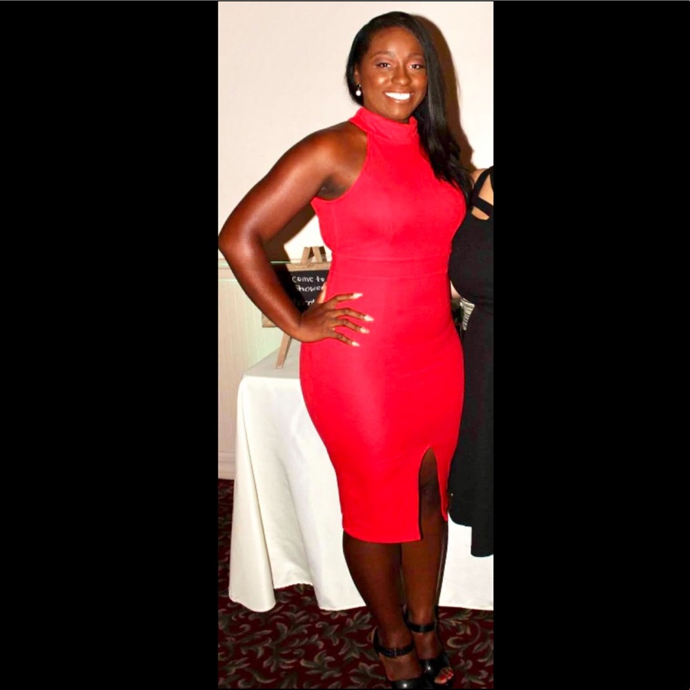 LuLus Blood Orange Halter Dress